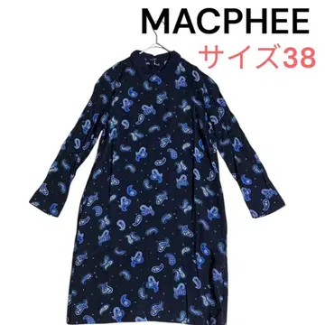 [ MACPHEE ] 맥피 원피스 무릎 기장 페이즐리 긴팔 블랙 M