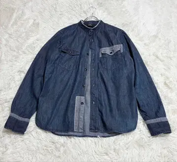 주카 데님 노카라 긴팔 셔츠