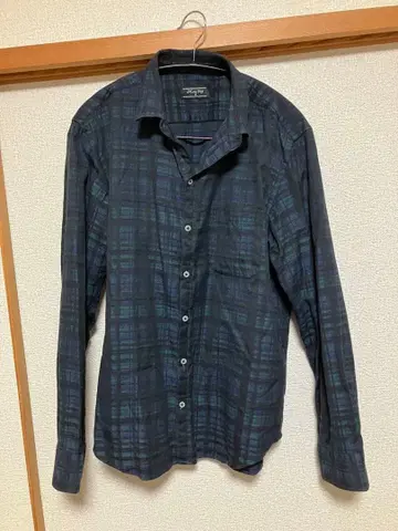 Mens Big M 사이즈 긴팔 셔츠 체크 무늬