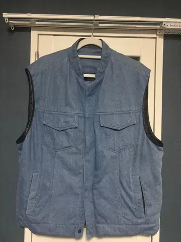 US 데님지 베스트 안감 가죽