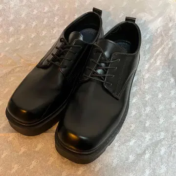 인조 가죽 플레인 와이드 토 더비 슈즈 통굽 가죽 신발 남성용