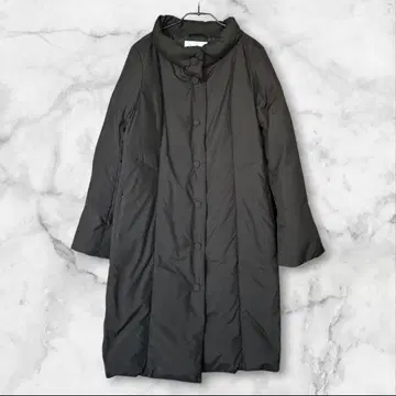 PECA 블랙 롱 다운 자켓 9호 후드 카라 부착