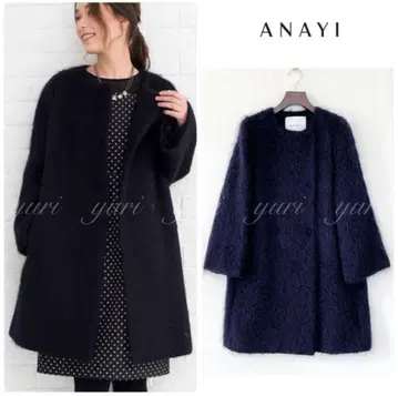 [ 962 ] 아나이 모헤어 샤기 소재 크루넥 코트 다크 네이비 34