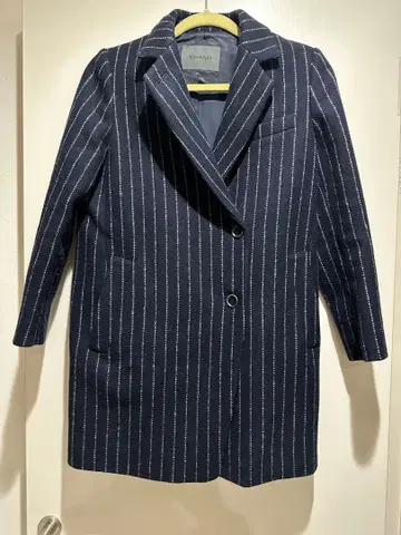 Spick & Span 네이비 스트라이프 체스터 코트