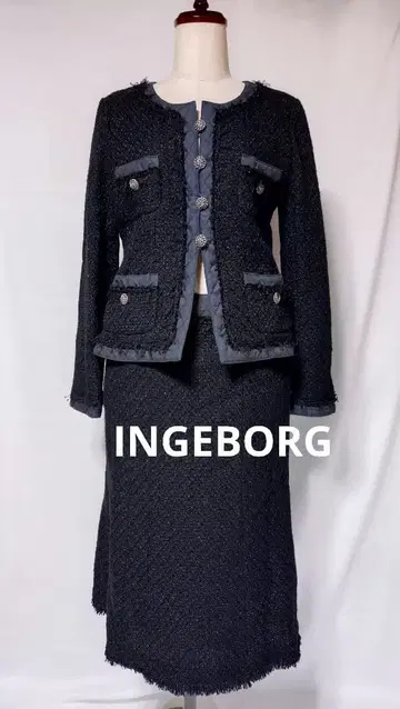 INGEBORG 트위드 셋업 블랙