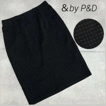 새상품급 &by P&D 블랙 올 패턴 타이트 스커트 S 작음 심플