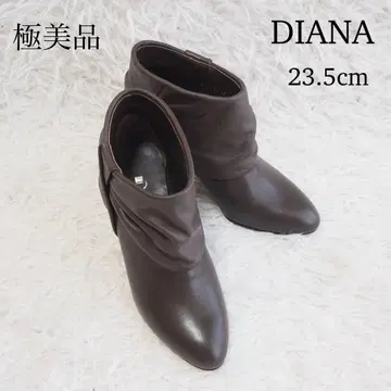 거의 미사용 다이애나 숏부츠 리본 모티브 천연 가죽 가죽 부티