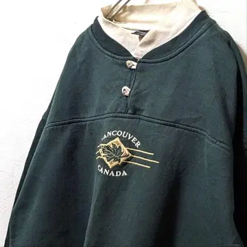 애니웨어 캐나다 밴쿠버 자수 트레이닝복 맨투맨 그린 구제 의류