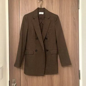 PLST 브라운 미라인 더블 자켓