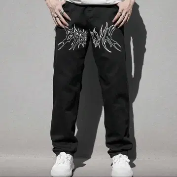 Manfinity EMRG 텍스트 패턴 스트레이트 청바지 남성용