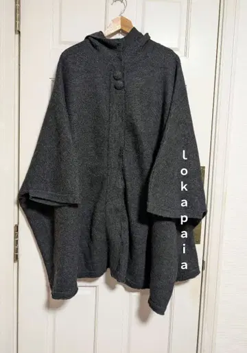 로카파이아 후드 부착 다크 그레이 울 판초