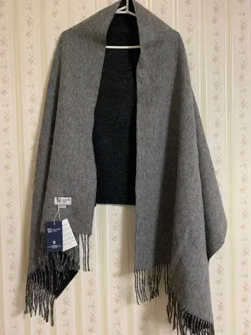 존스톤즈 캐시미어 대형 스톨 머플러 블랙과 그레이