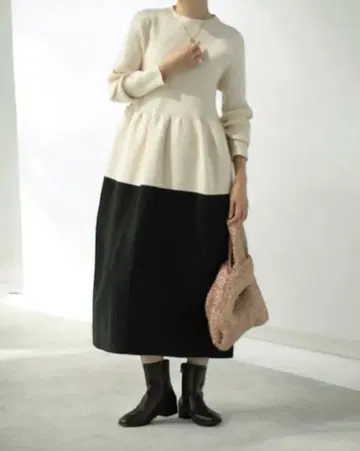 새상품 OPAQUE.CLIP 블로킹 니트 원피스