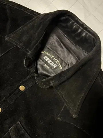 EEZAN 천연 가죽 스웨이드 가죽 셔츠 빈티지