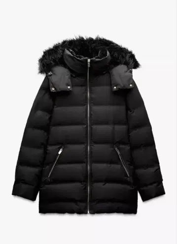 ZARA 세미롱 후드 부착 다운 자켓 M