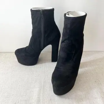 새상품급 R&E 숏부츠 통굽 스웨이드 사이드 지퍼 23.5cm