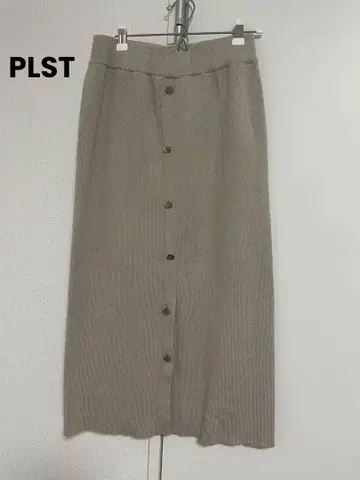 PLST 그레이 버튼 부착 타이트 롱 스커트 M 사이즈