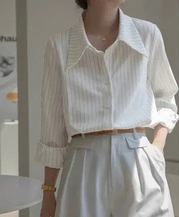 프렌치스타일 스트라이프 긴팔 셔츠