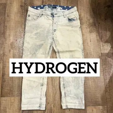 HYDROGEN 스컬 자수 데미지 진