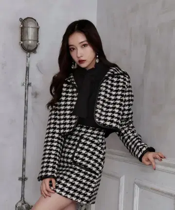 ANDGEEBEE 하운드투스 체크 세일러 자켓 블랙