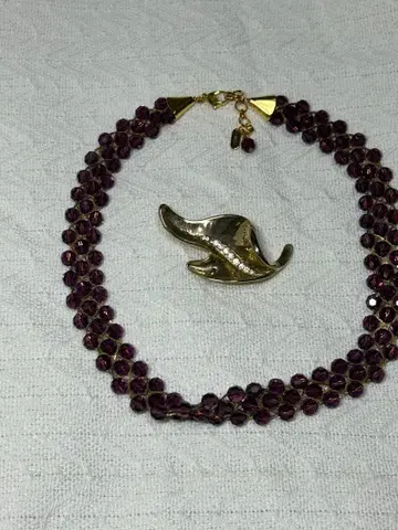 보라색 크리스탈 다층 목걸이