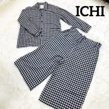 [ ICHI ] 이치 코튼 셋업 와이드 팬츠 깅엄 체크