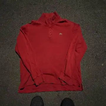 새상품급 라코스테 하프 지퍼 맨투맨 빨간색