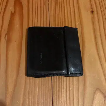 abrAsus 블랙 가죽 얇은 지갑