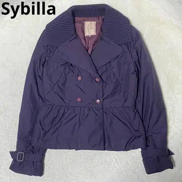 인기 시빌라 숏 다운 페플럼 더블 리브 옷깃 바이올렛 M