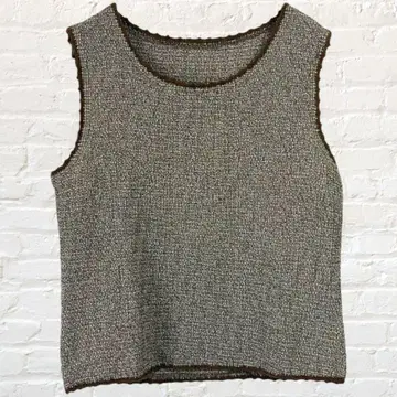 셔링 슬리브리스 파이핑 깅엄 체크 패턴 썸머 니트 구제 의류