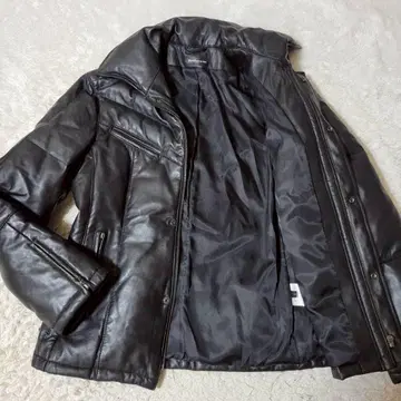 새상품급 Haruf 하 양가죽 가죽 다운 자켓 천연 가죽 블랙 L 사이즈