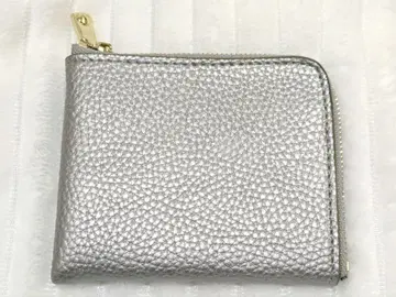 실버 가죽 접이식 지갑 컴팩트