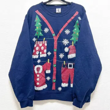 135 크리스마스 산타 귀여운 구제 의류 트레이닝복 네이비 네이비 컬러
