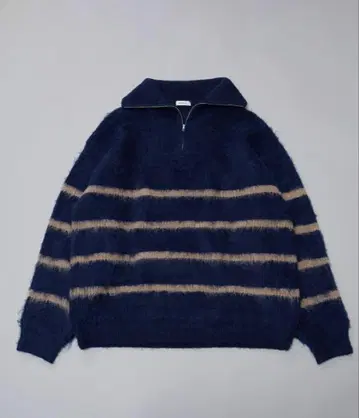 ONCILY 하프 지퍼 샤기 모듬 볼륨 니트