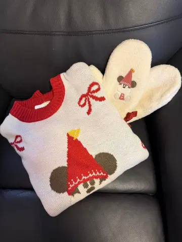 미키 크리스마스 릴린린 스웨터&미튼