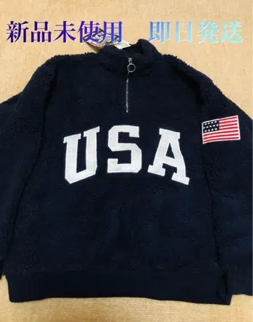 USA 로고 하프 지퍼 플리스 자켓 네이비