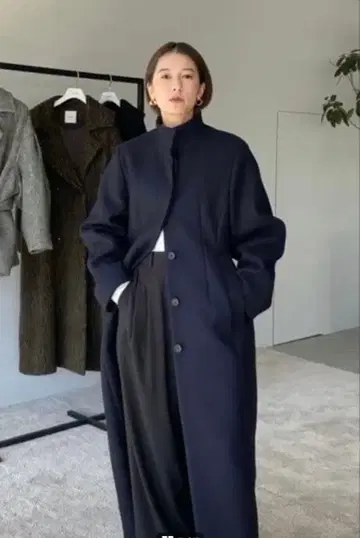 네이비 롱 코트 clane