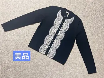 [ 새상품급 ] 아베닐 에투알의 블랙 레이스 장식 긴팔 가디건