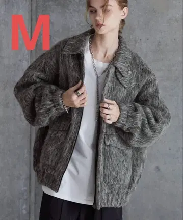 SERACE 2way 루즈 샤기 숏 블루종 블랙 M