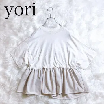 인기 완판템 최근 모델 yori 밑단 프릴 와이드 Tee 화이트 플레어