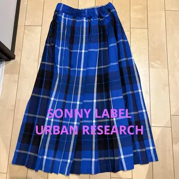 [SONNY LABEL] 블루 계열 체크 무늬 롱 플리츠 스커트