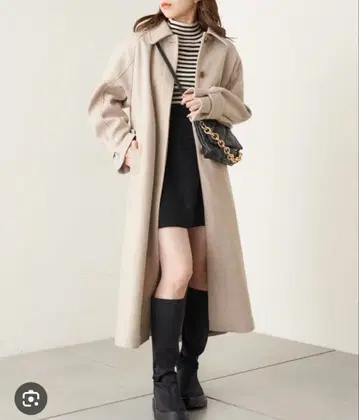 CHICO 스탠칼라 오버 롱 코트 그레이지