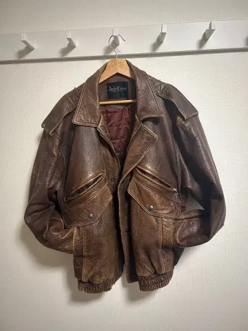 브라운 가죽 라이더 자켓 L 사이즈 짧은 기장 아카이브