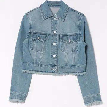 프린지 밑단 데님 자켓 라이트 블루