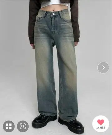 BLACKUP 페스트 와이드 데님 배기 플레어 팬츠 한국