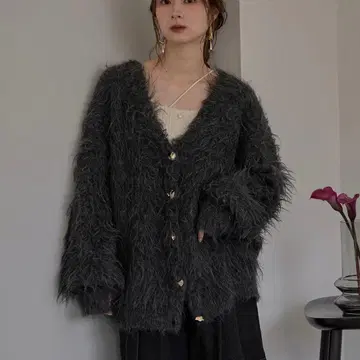 mideal 뉴앙스 버튼 샤기 가디건