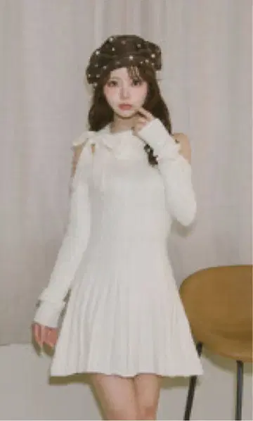 [ 새상품 ] Darich 아메스리 플레어 니트 미니 원피스 아이보리