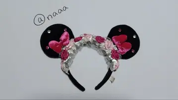 미니 마우스 귀 머리띠 꽃과 리본 포함