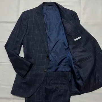 컨디션 최상 더 수트 컴퍼니 ETHOMAS 수트 네이비 체크