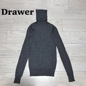 드로어 리브 터틀넥 니트 캐시미어 실크 그레이